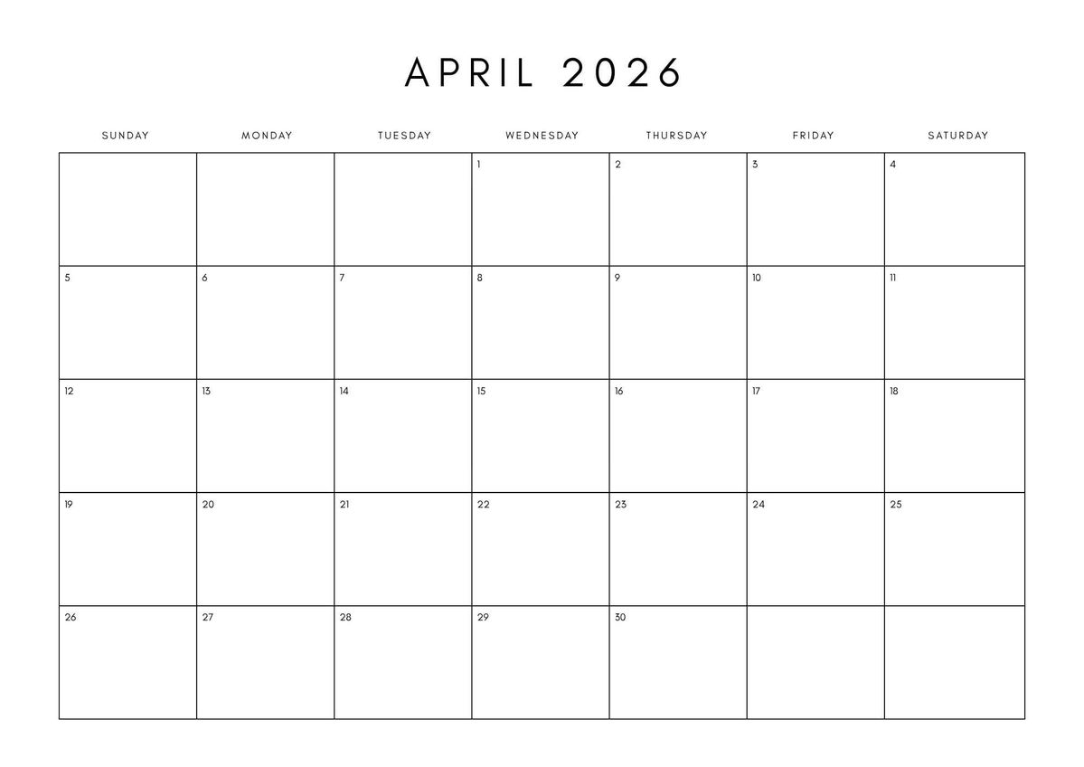 April 2026 Calendar